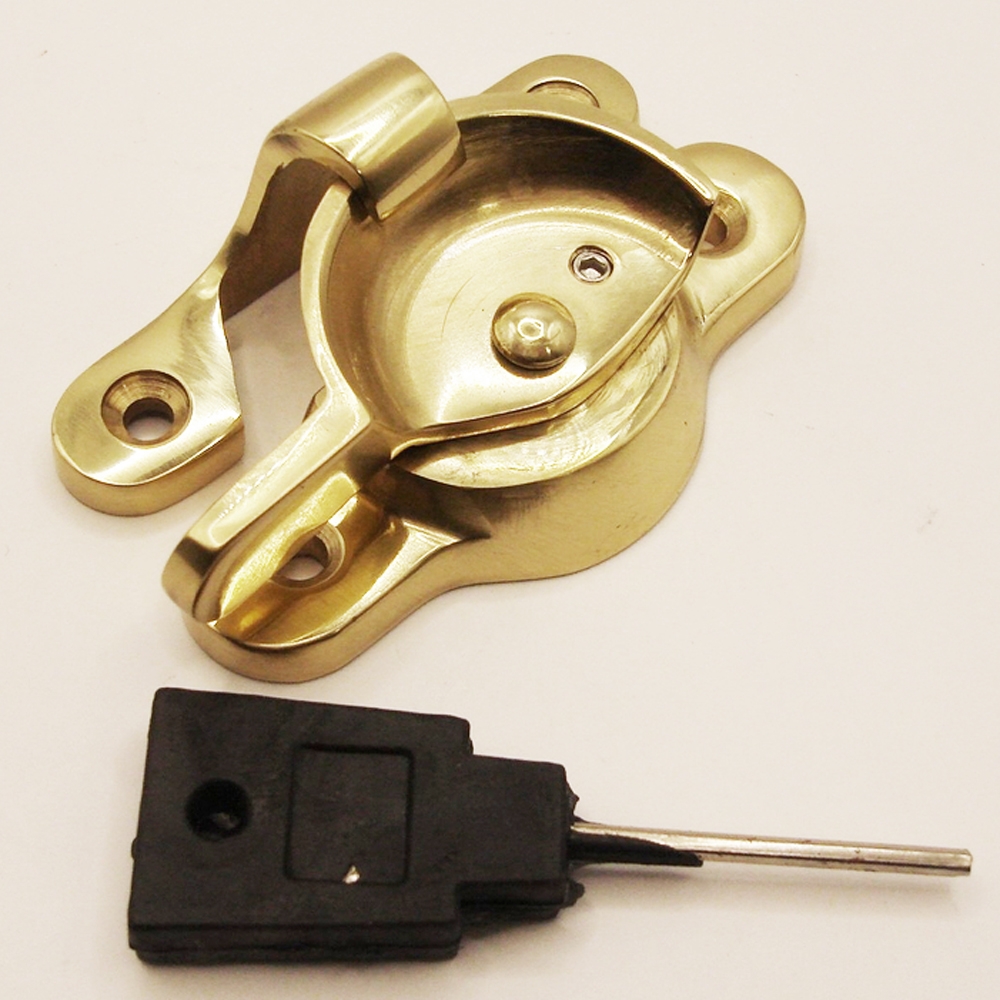 TWC002L/PB • Locking • Polished Brass • Forged Fitch Sash Fastener